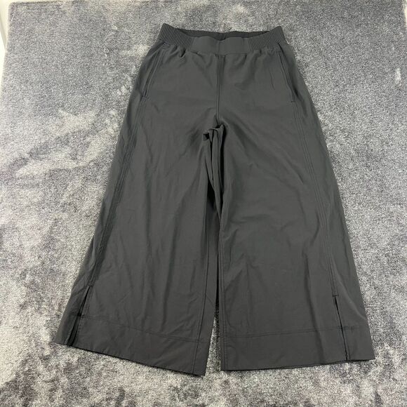 Lululemon Stretch Woven Wide-Leg High-Rise Cropped Pants Black Women's L W6CNUS - Picture 1 of 11